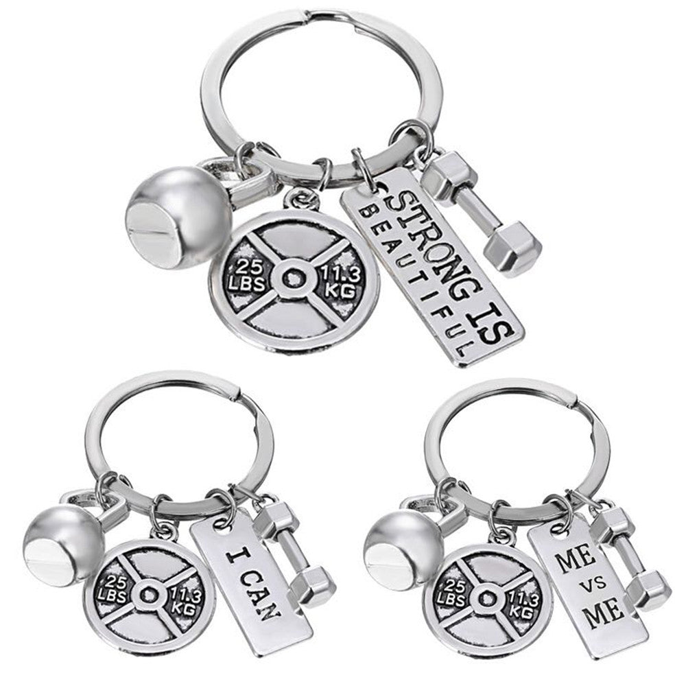 Men and Women Fashion Sports Power Dumbbell Barbell Kettlebell Keychain