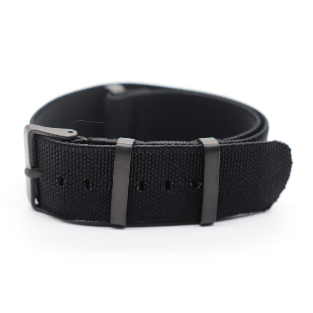 Black Canvas Nylon Strap With Elastic Strap