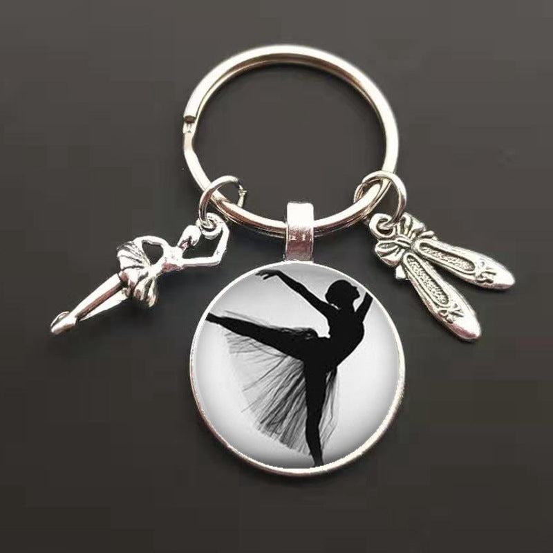 Fashion Ballet Glass Pendant Charm Keychain