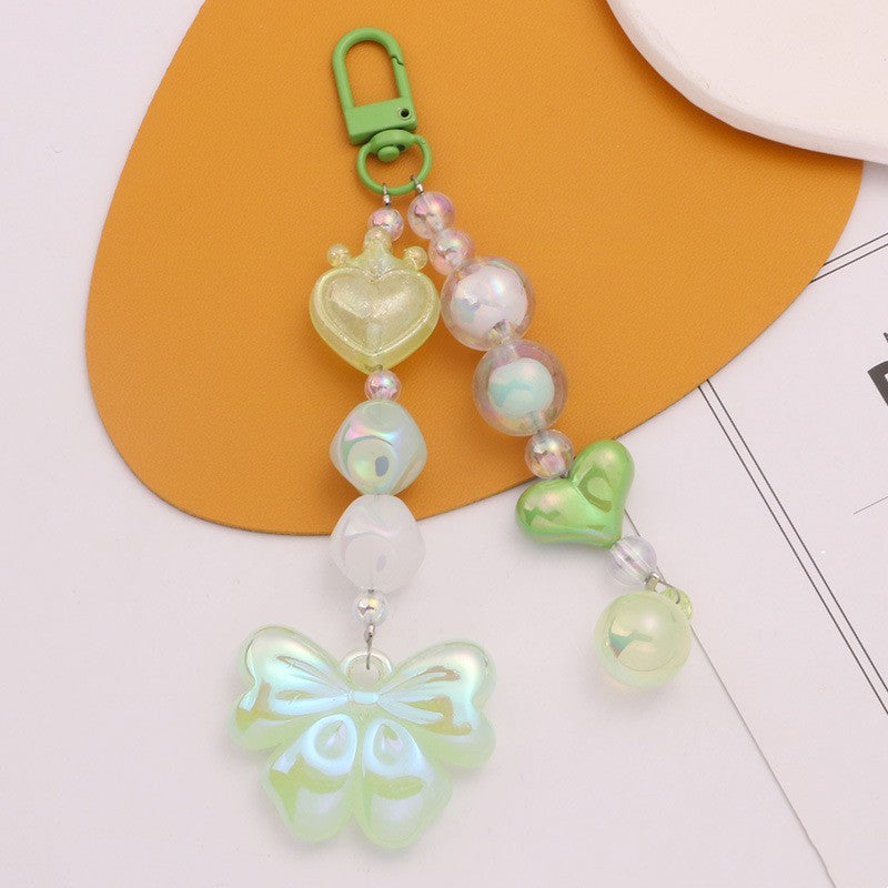 Electroplated Acrylic Colorful Bow Car Keychain