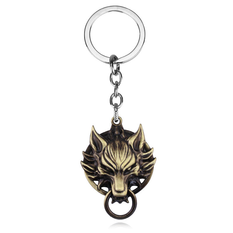 Home Fashion Simple Wolf Head Shape Keychain Alloy Pendant