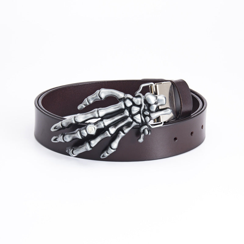 Men's Leather Belt Skull Big Head  Claw Outdoor Rider