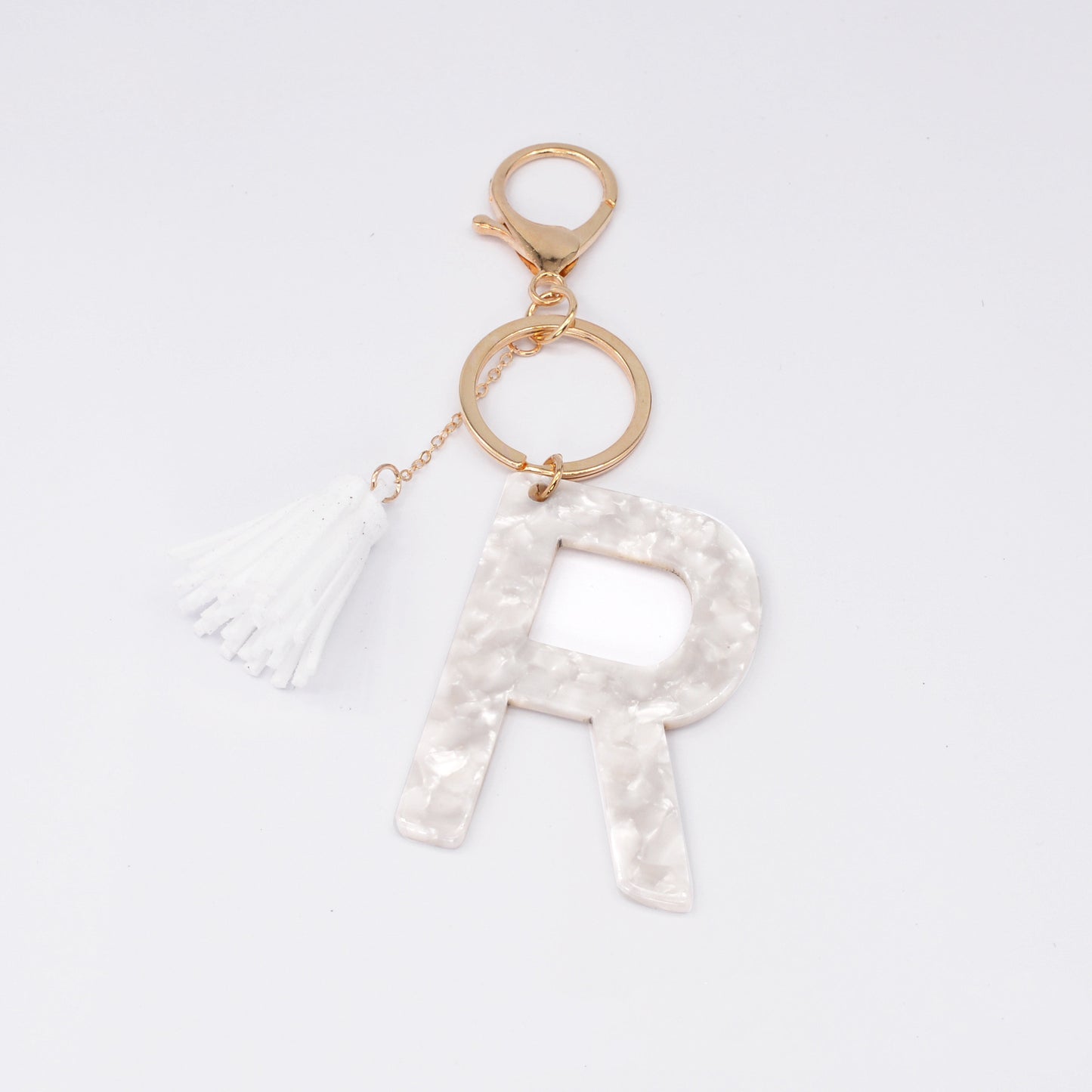 Acrylic Acid Alphabet Key Ring Tassel Bag Pendant