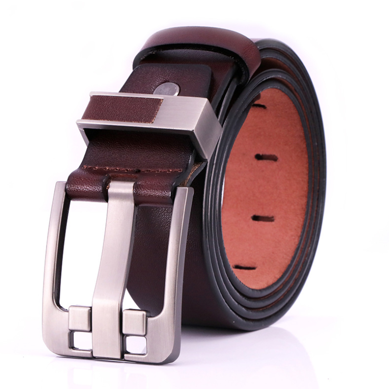 Leather Belt Men's Pin Buckle Retro Belt Two-Layer Leather Antique Belt Trendy Wild Pants Belt E-Commerce Direct Supply