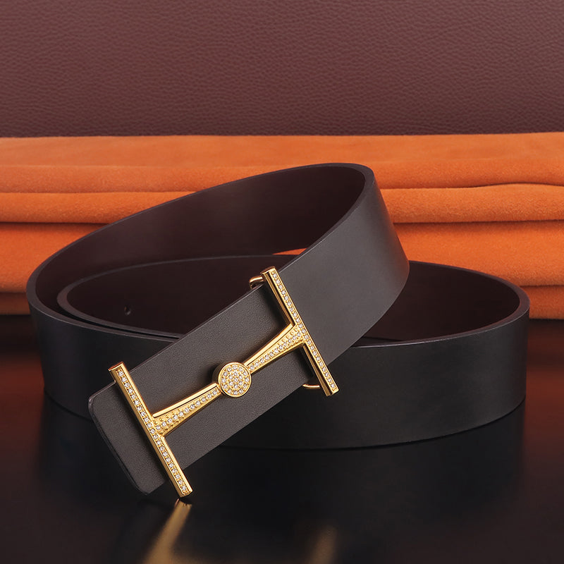 Men's Leather Smooth Buckle Simple Youth Belt