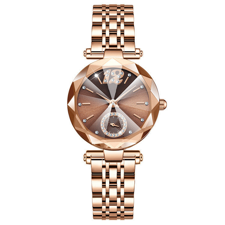 Women's Fashionable Multi-Pronged Gradient Glass With Diamond Face Watch