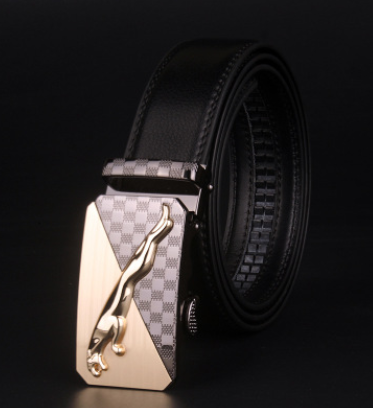 Men's 8 Character Buckle Belt, Leather Smooth Buckle, Youth Belt, Leisure Belt, Men's Han Banchao