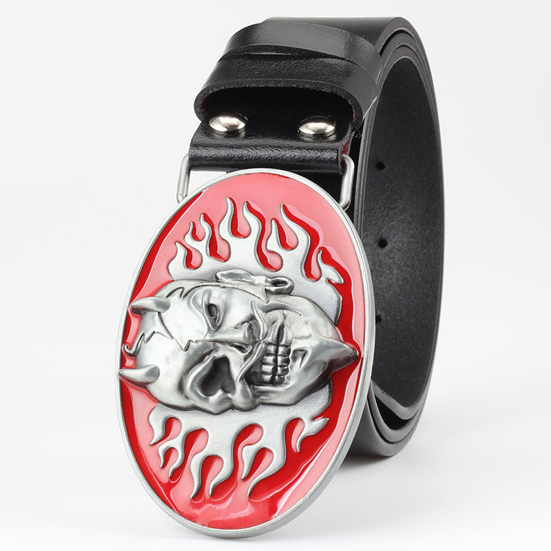 Skull Skin Buckle Leather Big Head Retro Ghost