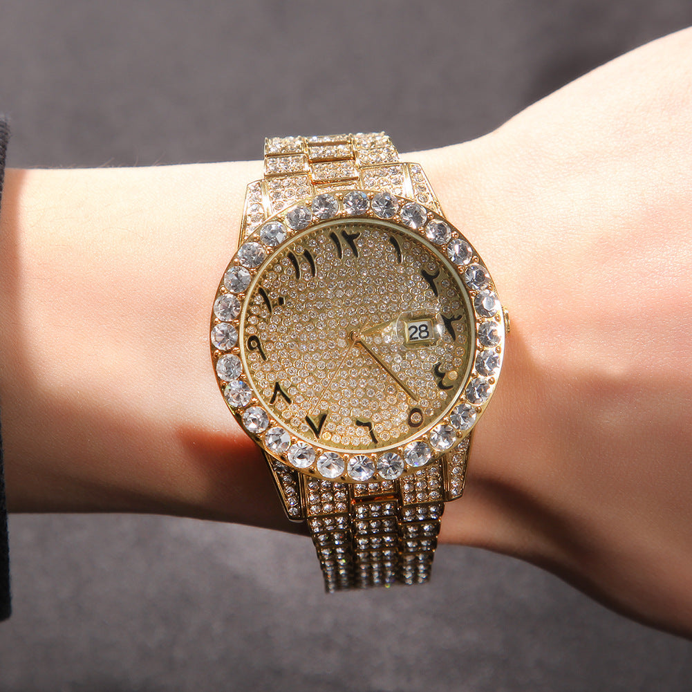 Full Diamond British Flower Body Digital Large Watch