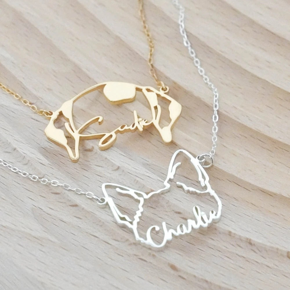 Stainless Steel English Letter Name Necklace Diy Hollowed Out Cat And Dog