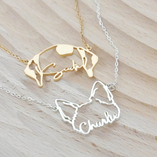 Stainless Steel English Letter Name Necklace Diy Hollowed Out Cat And Dog