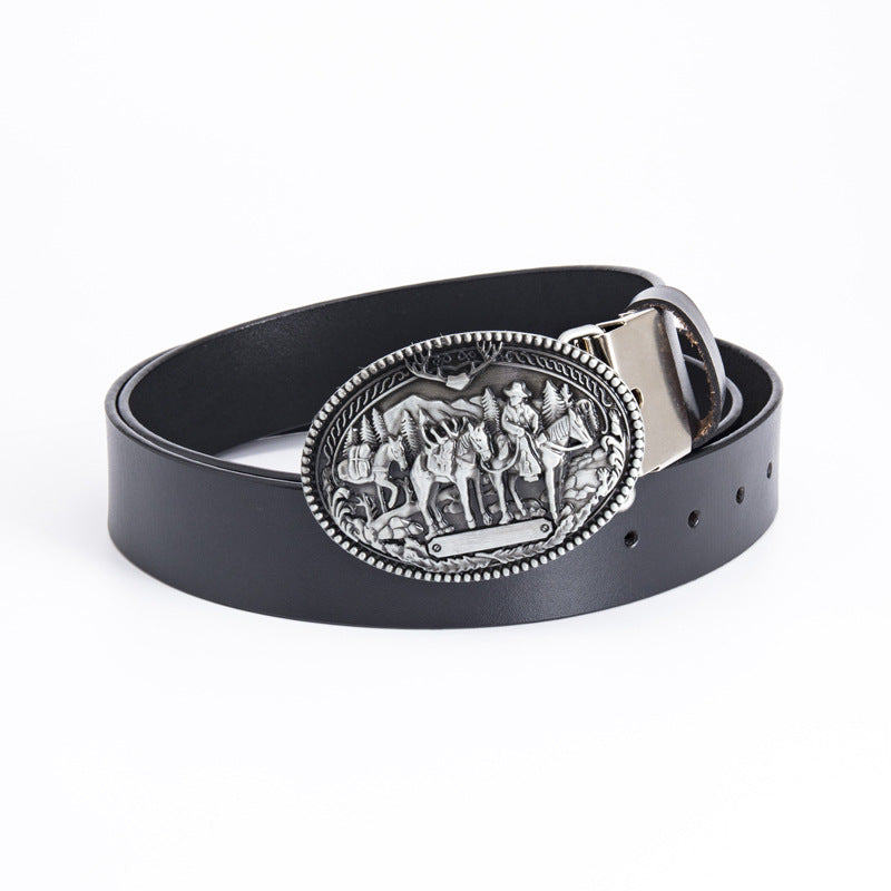 Men's Western Cowboy Punk Retro Leather Belt