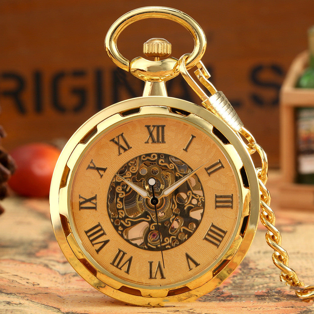 Men's Retro Skeleton Casual Simple Mechanical Pocket Watch