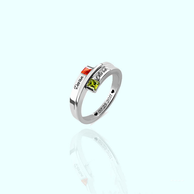 Silver Fashion Net Celebrity Lettering Couple Ring