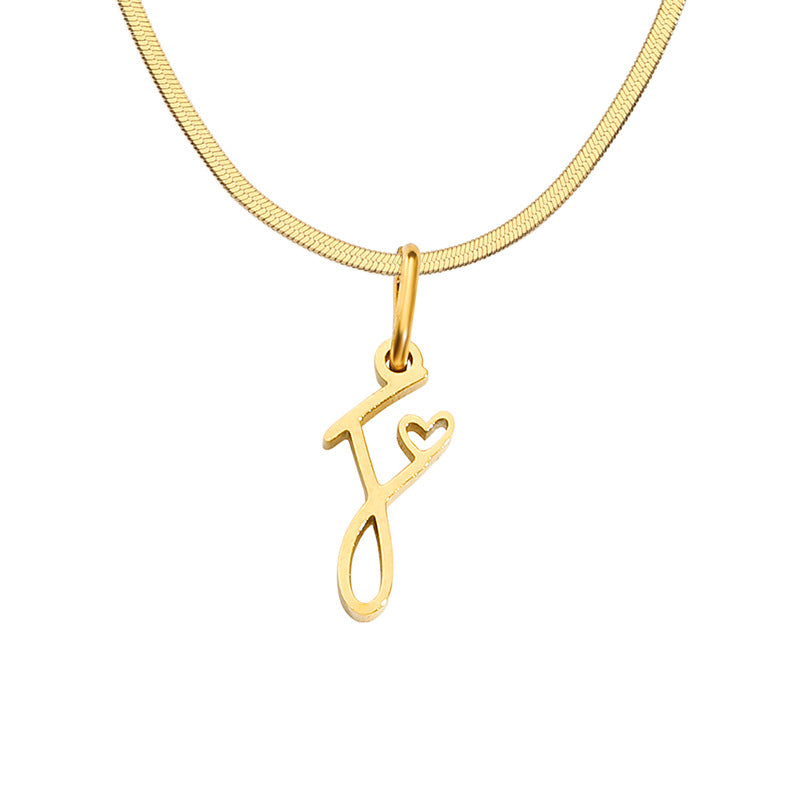 Women's Stainless Steel Necklace With Letter Pendant