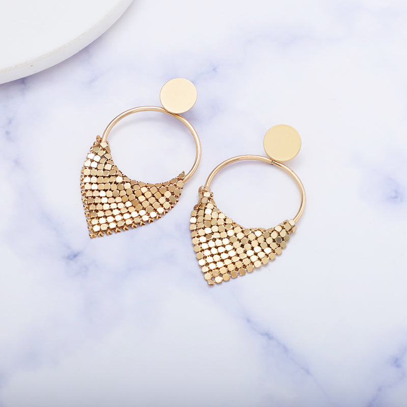 Geometric Alloy Hollow Round Pendant Earrings Irregular Metal Small Round Earrings Daily Wear Gifts Fashion Jewelry Women