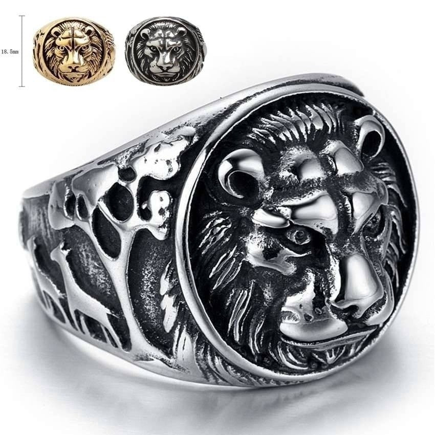 Domineering Lion's Head Ring Style Steel Titanium