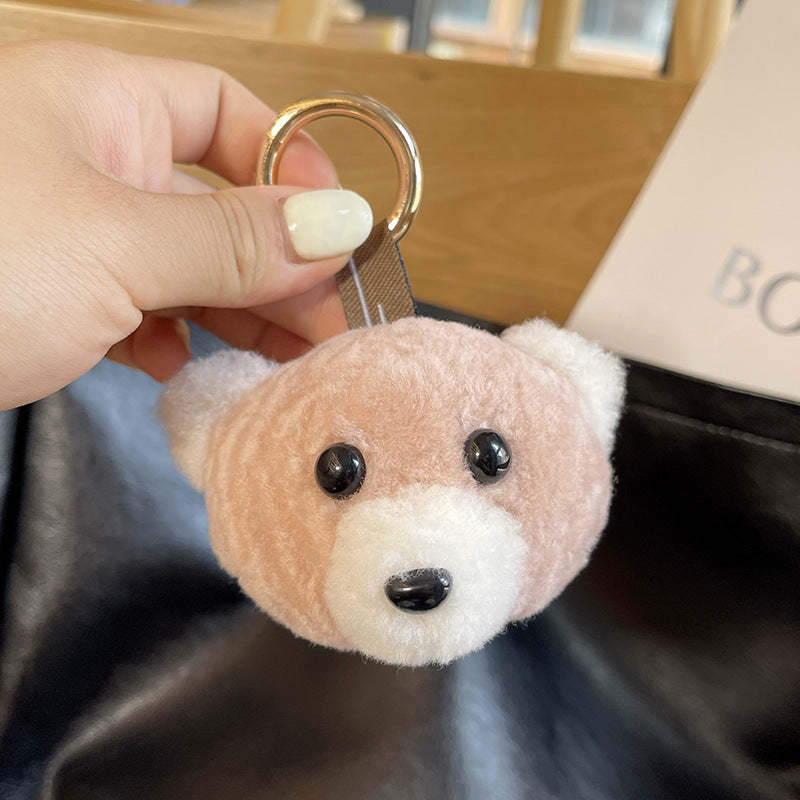 Real Wool Bear Car Keychain Fur Plush Doll