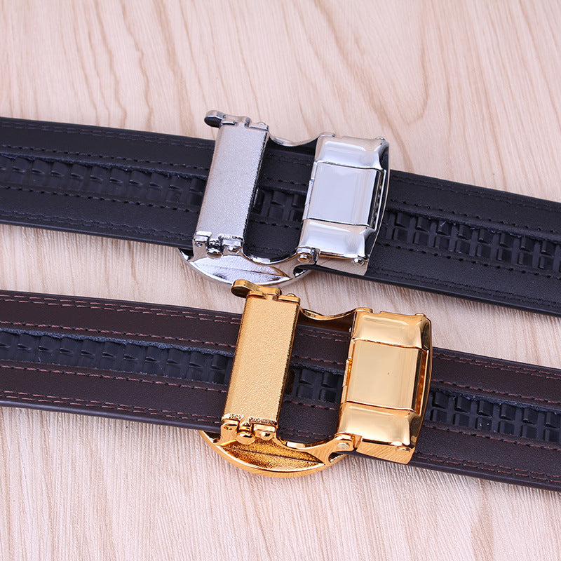 The Time Goes By Leather Automatic Buckle Men's Belt