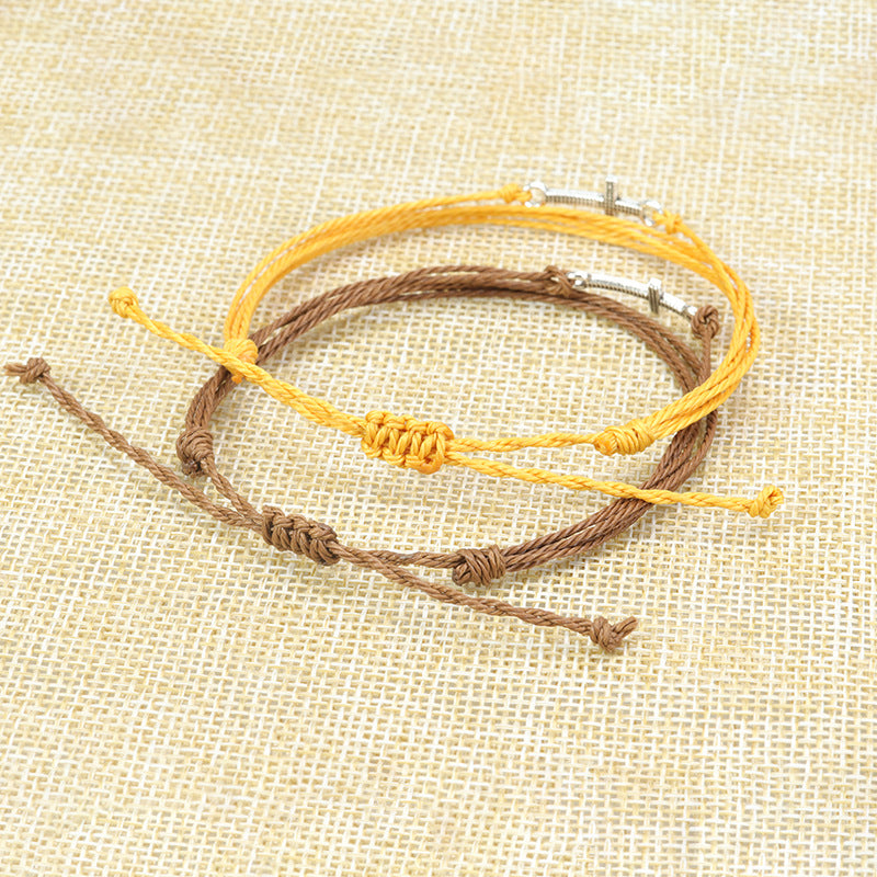 Men's and Women's Fashion Waterproof Wax Line Woven Bracelet