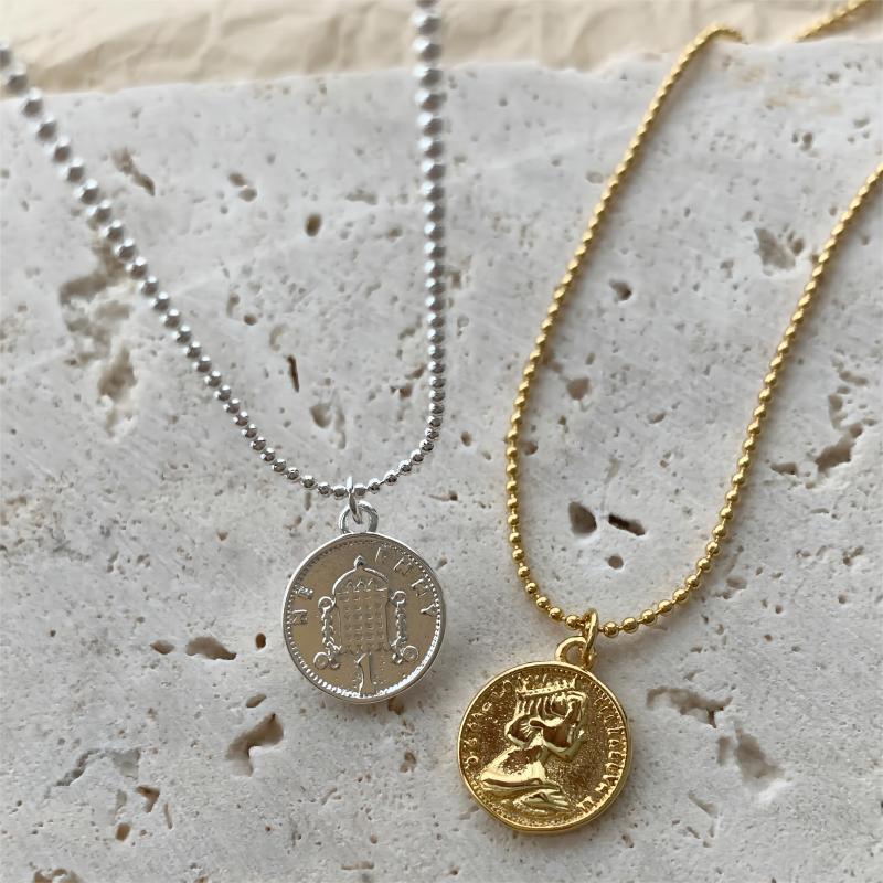 Simple Twin Sweater Chain Portrait Coin Female