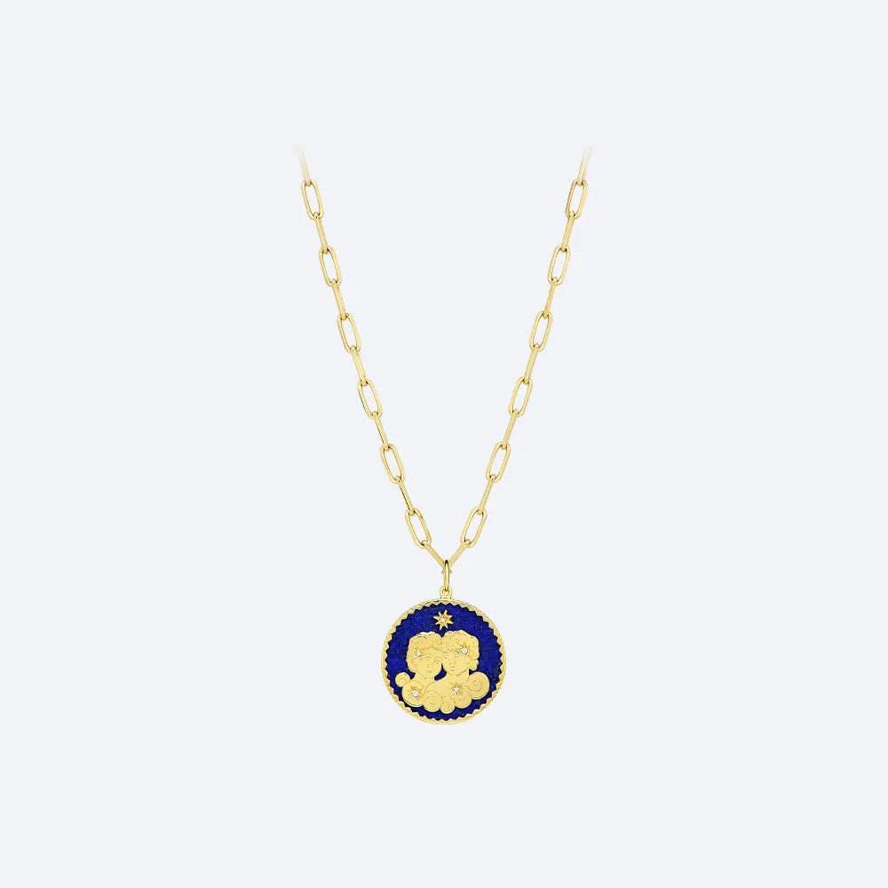 12 Constellation Gold Coin Pendant Clavicle Chain