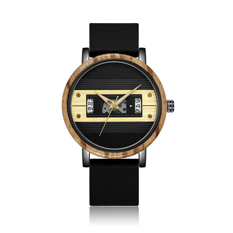 Men's Fashion Simple Wood-Like Digital Watch