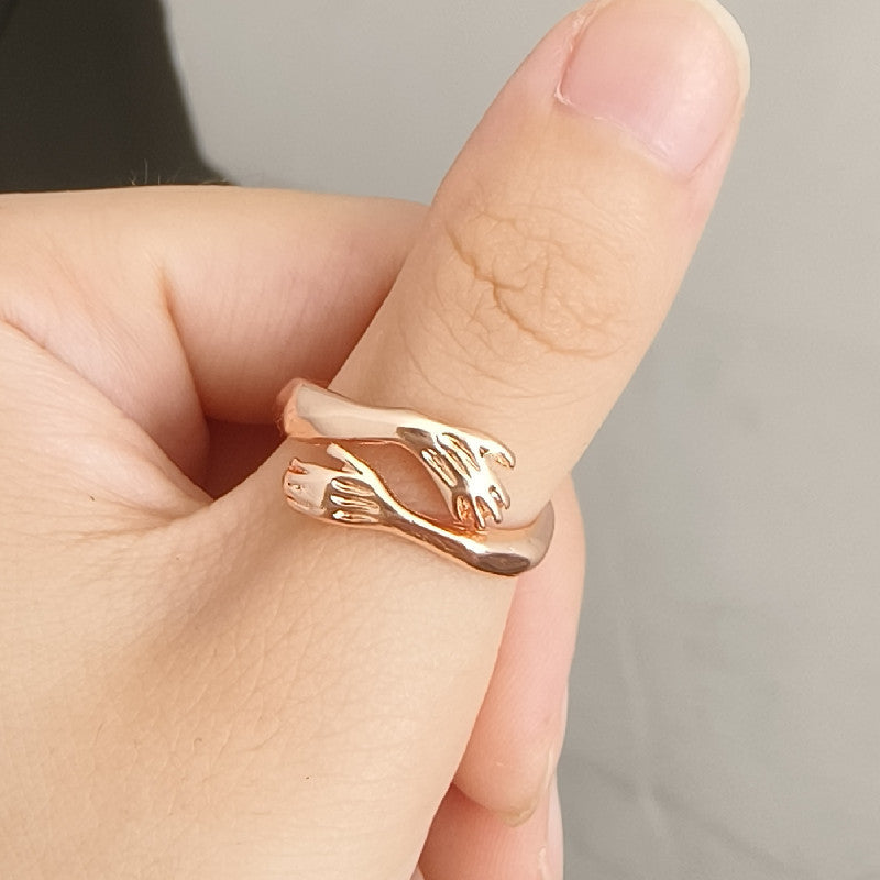 Simple Fashion Special-Interest Embrace Hands Hug Ring