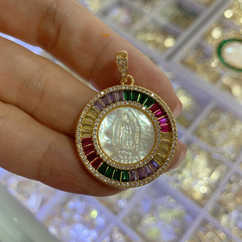 Round Lady Guadalupe Necklace Pendant