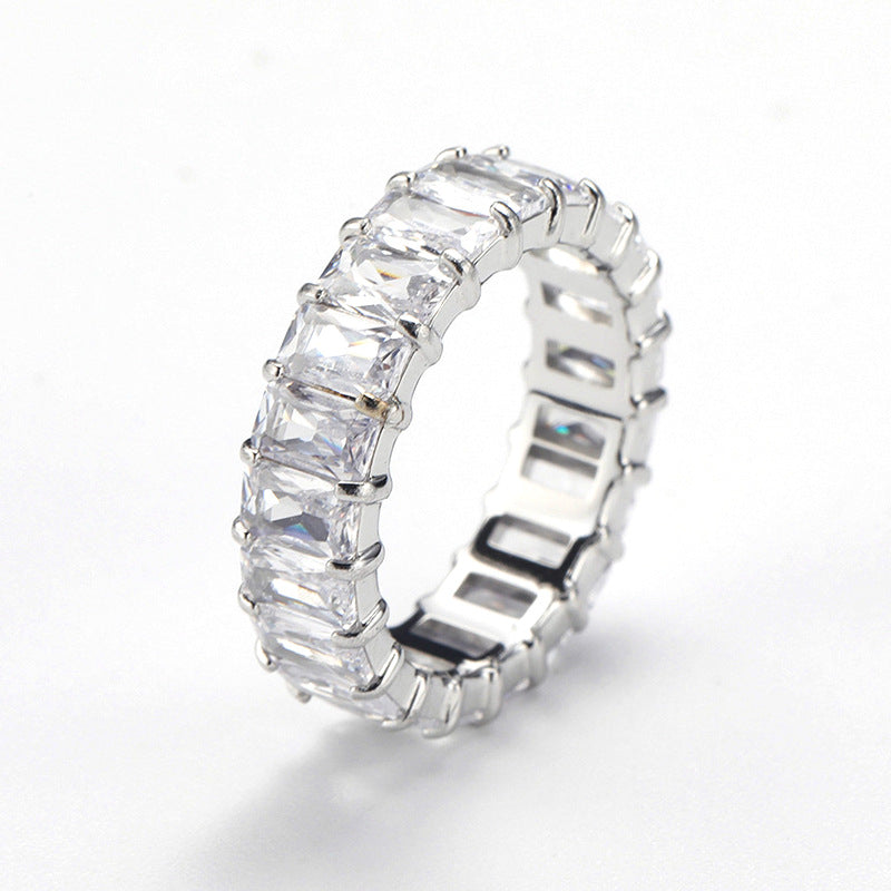 Niche Colorful Multi-Color Zircon Titanium Steel Ring