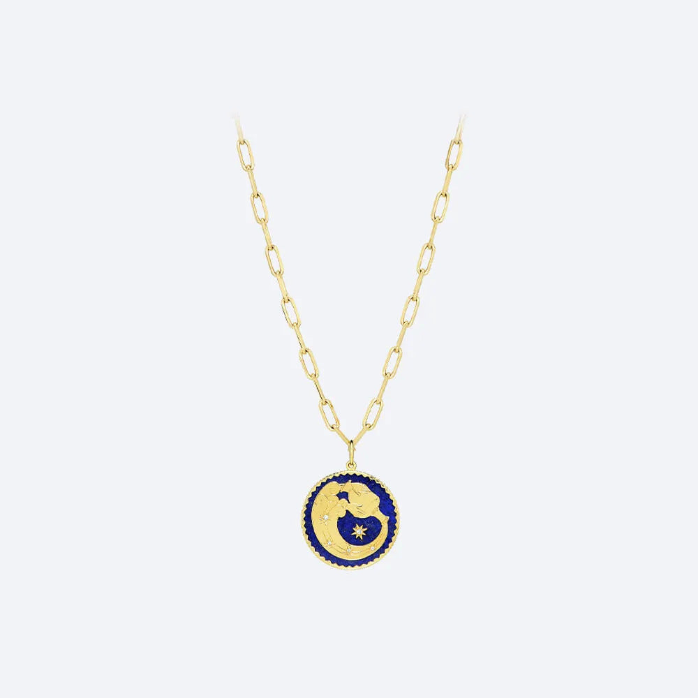 12 Constellation Gold Coin Pendant Clavicle Chain