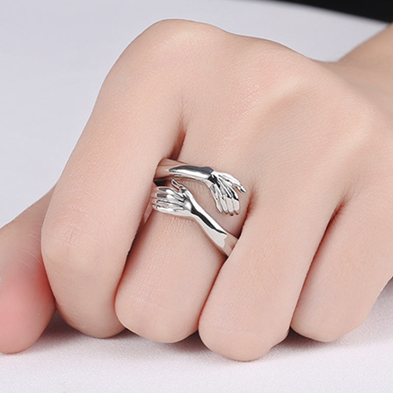 Simple Fashion Special-Interest Embrace Hands Hug Ring