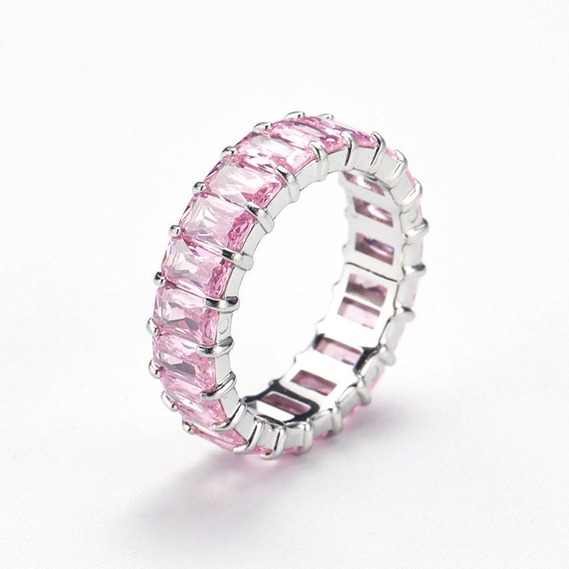 Niche Colorful Multi-Color Zircon Titanium Steel Ring