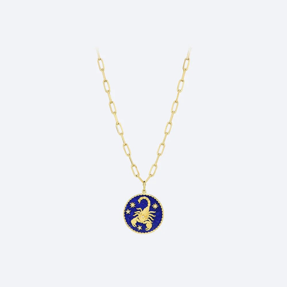 12 Constellation Gold Coin Pendant Clavicle Chain