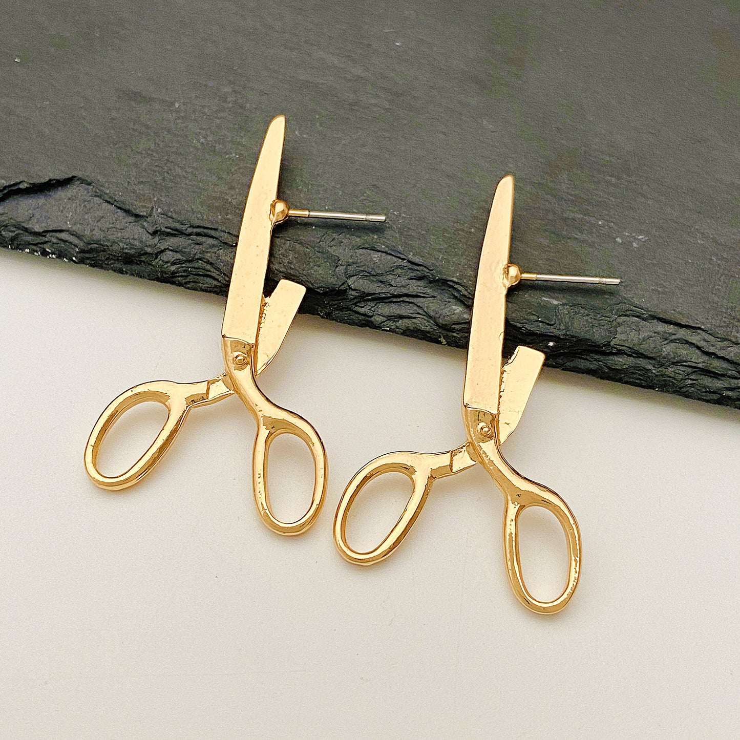 Scissors Ear Studs In Alloy Metal