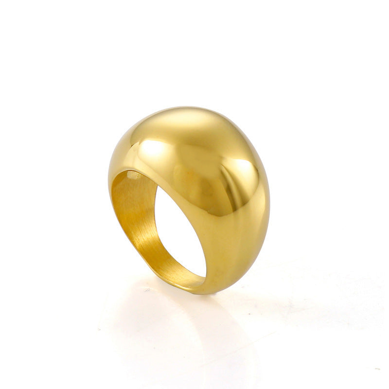 Fashion Trend Gold Glossy Titanium Steel Ring