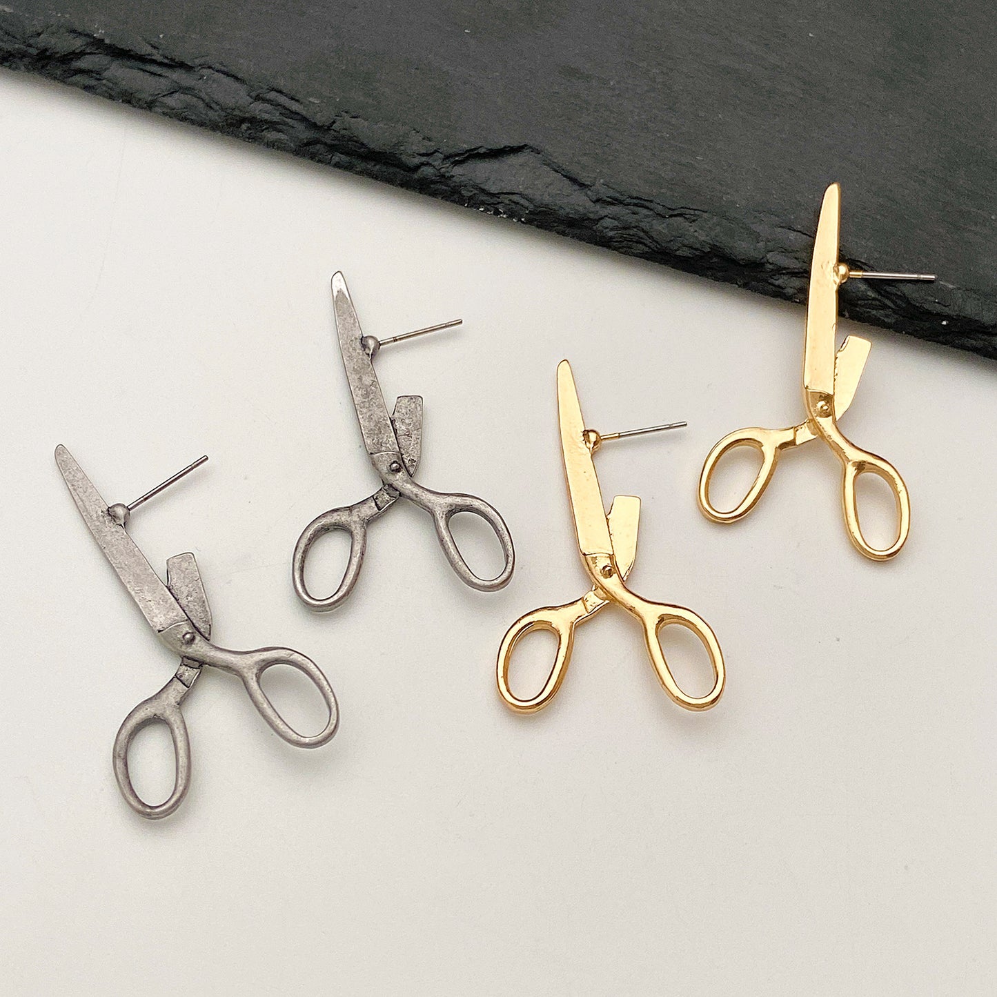 Scissors Ear Studs In Alloy Metal