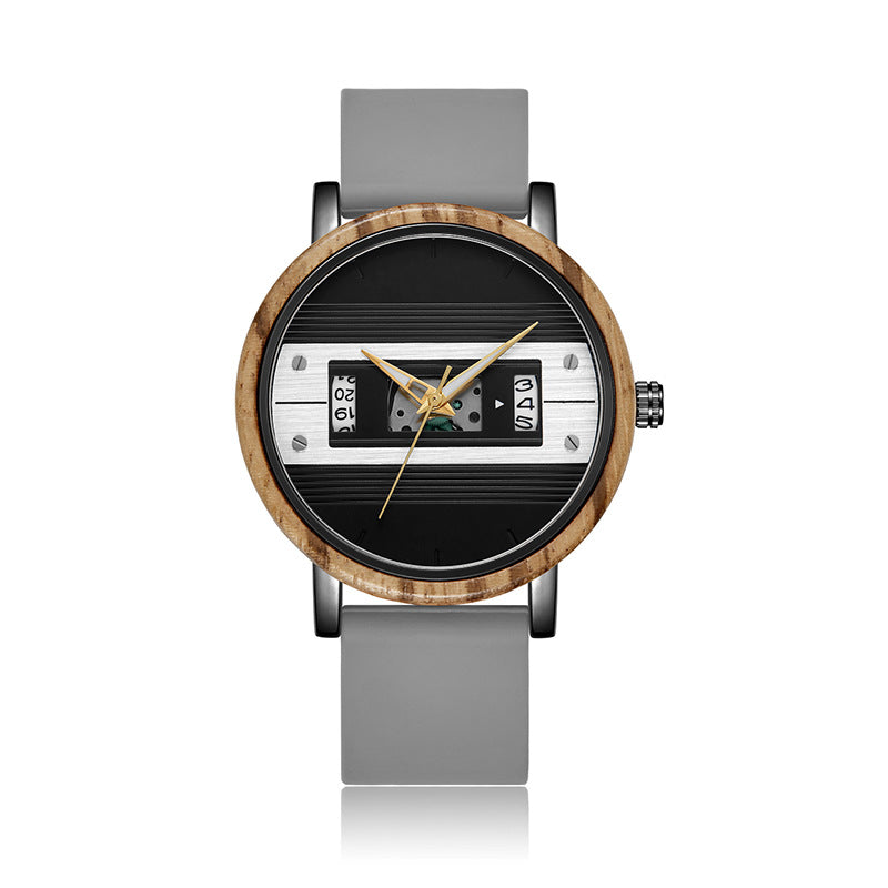 Men's Fashion Simple Wood-Like Digital Watch