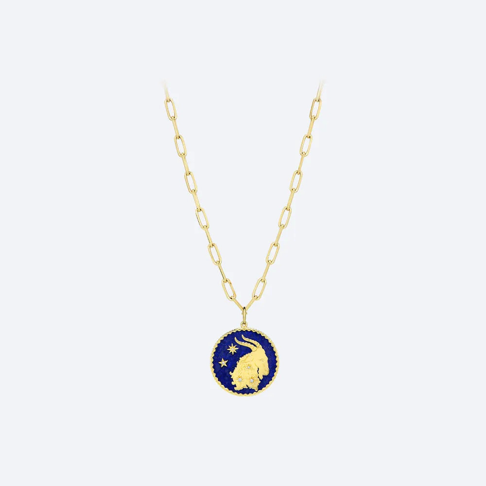 12 Constellation Gold Coin Pendant Clavicle Chain