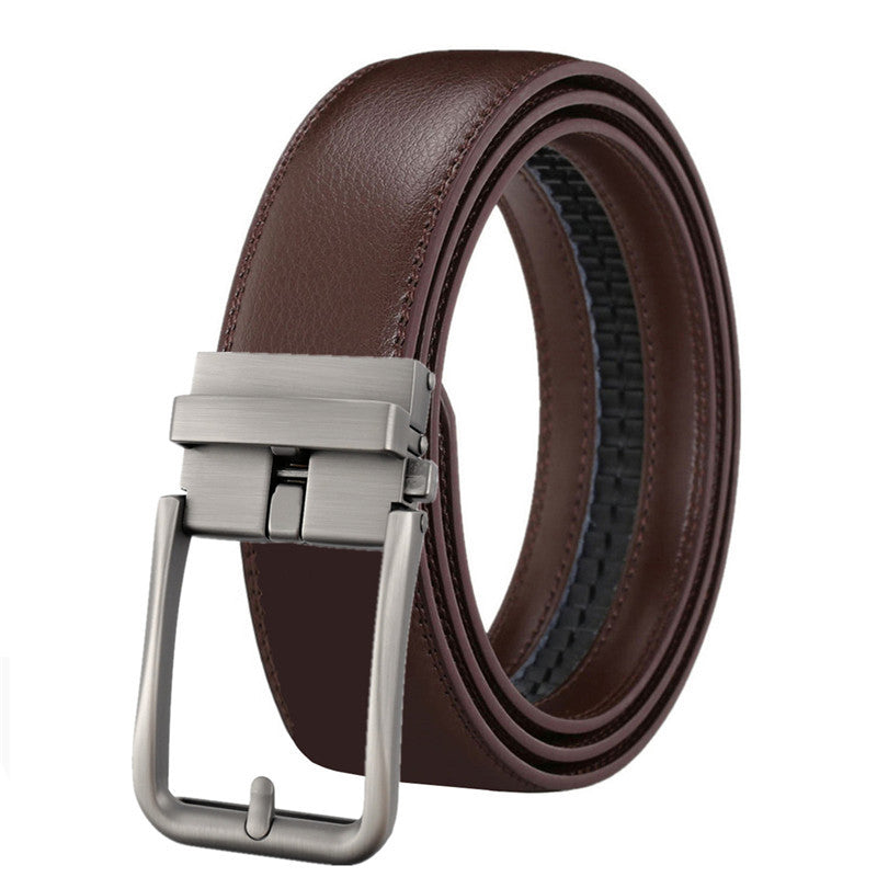 Men's Leather Belt Automatic Buckle Simple Hollow