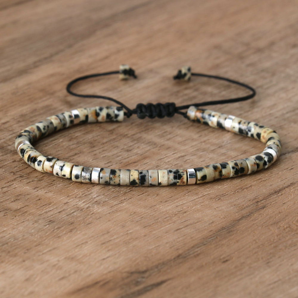 Natural Stone Spacer Beads Adjustable Braided Bracelet