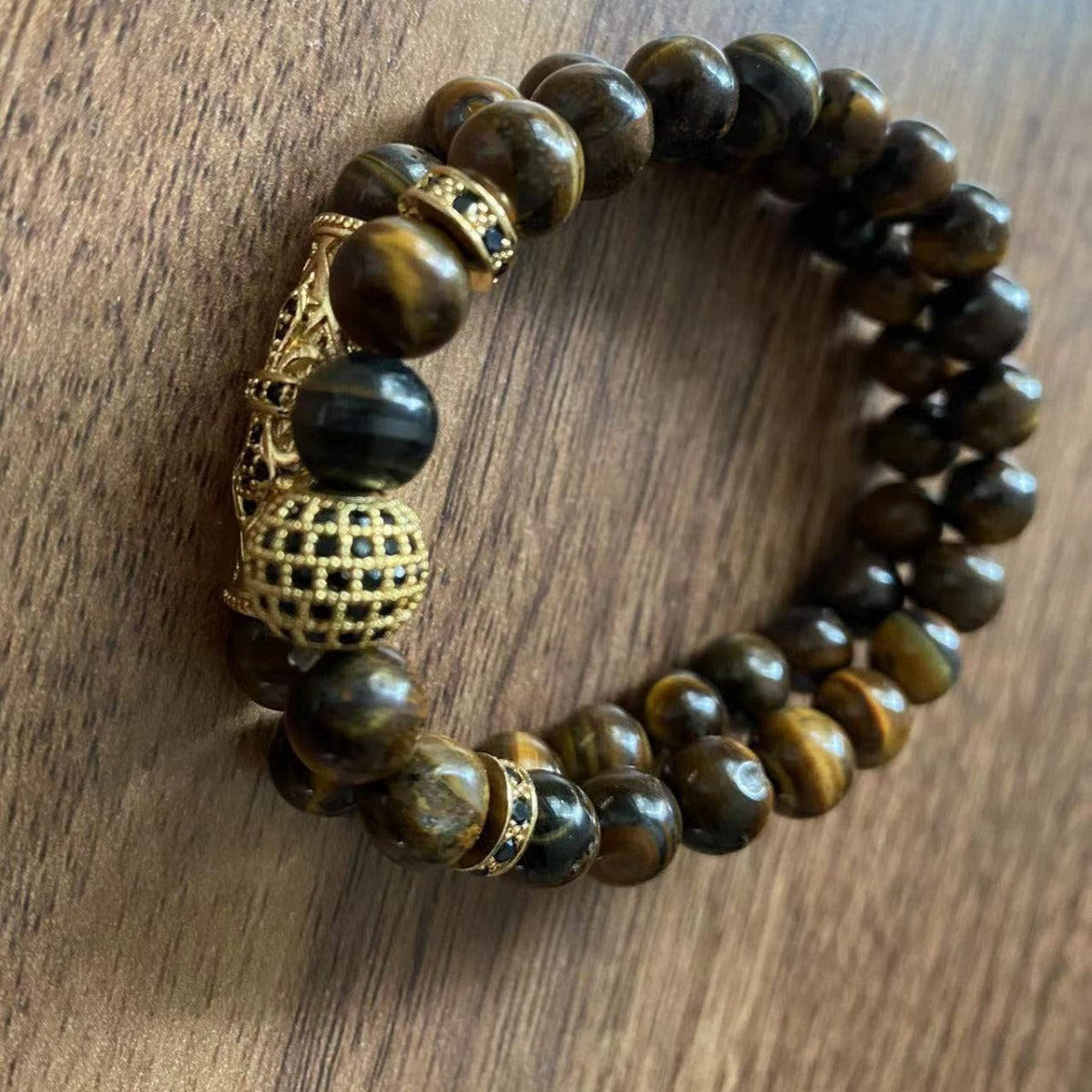 Micro-Inlaid Copper Natural Tiger-Eye Bracelet