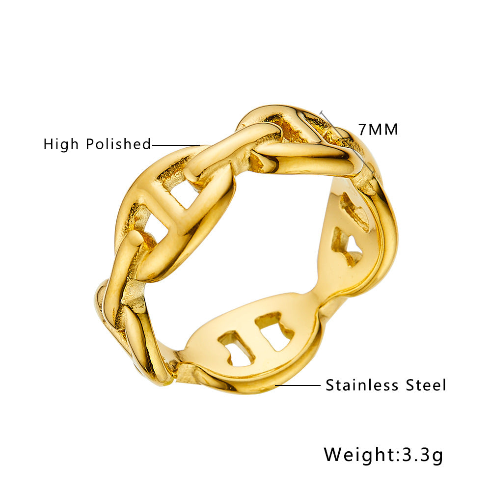 European And American Personalized Chain Ring Non-Fading Titanium Steel Ring