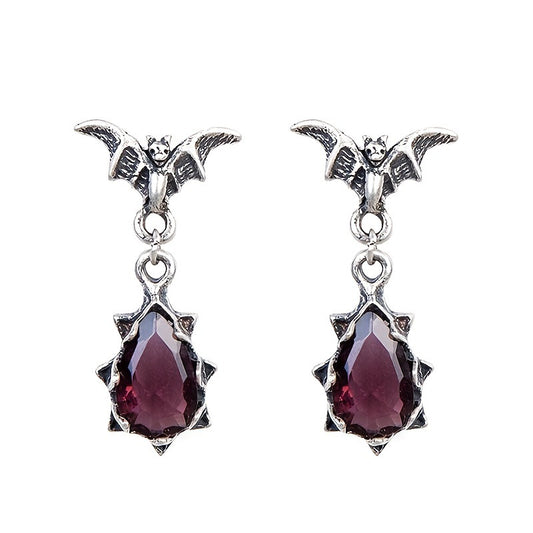 Silver Bat Earrings With Zircon Stones - Classic & Retro