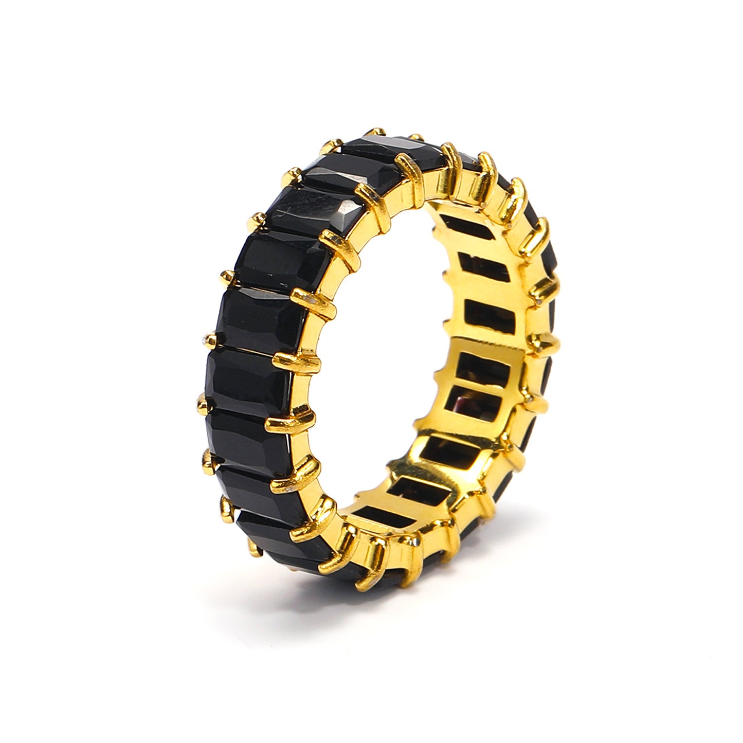 Niche Colorful Multi-Color Zircon Titanium Steel Ring