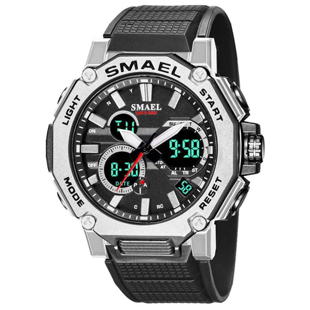 Double Display Waterproof Luminous Sports Electronic Watch