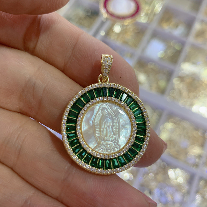 Round Lady Guadalupe Necklace Pendant