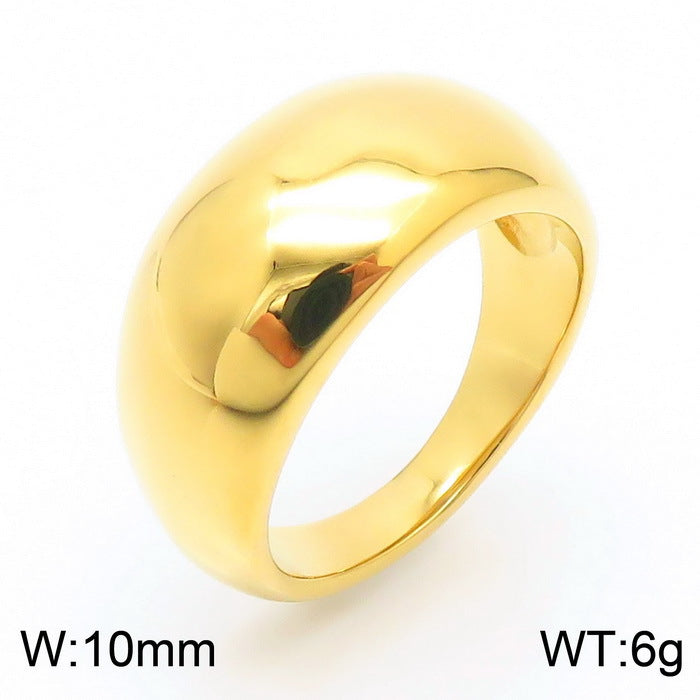 Fashion Trend Gold Glossy Titanium Steel Ring