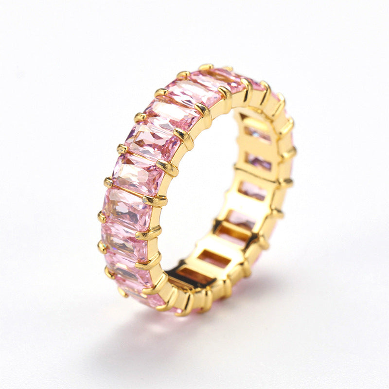 Niche Colorful Multi-Color Zircon Titanium Steel Ring