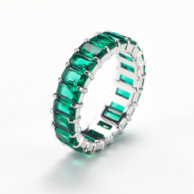 Niche Colorful Multi-Color Zircon Titanium Steel Ring